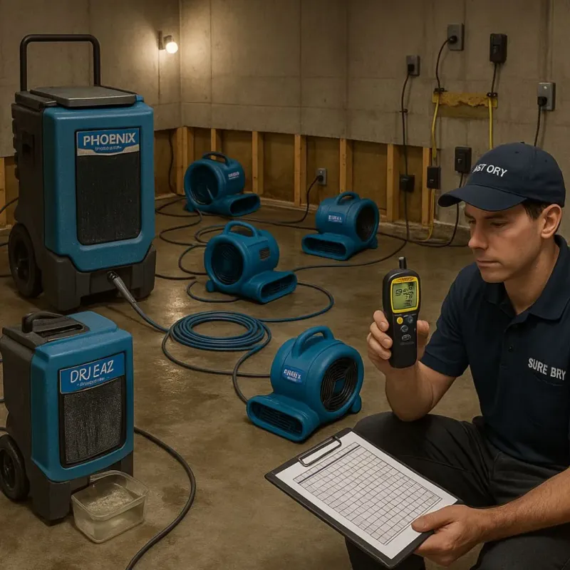 Structural Drying and Dehumidification process in Ninnekah, OK